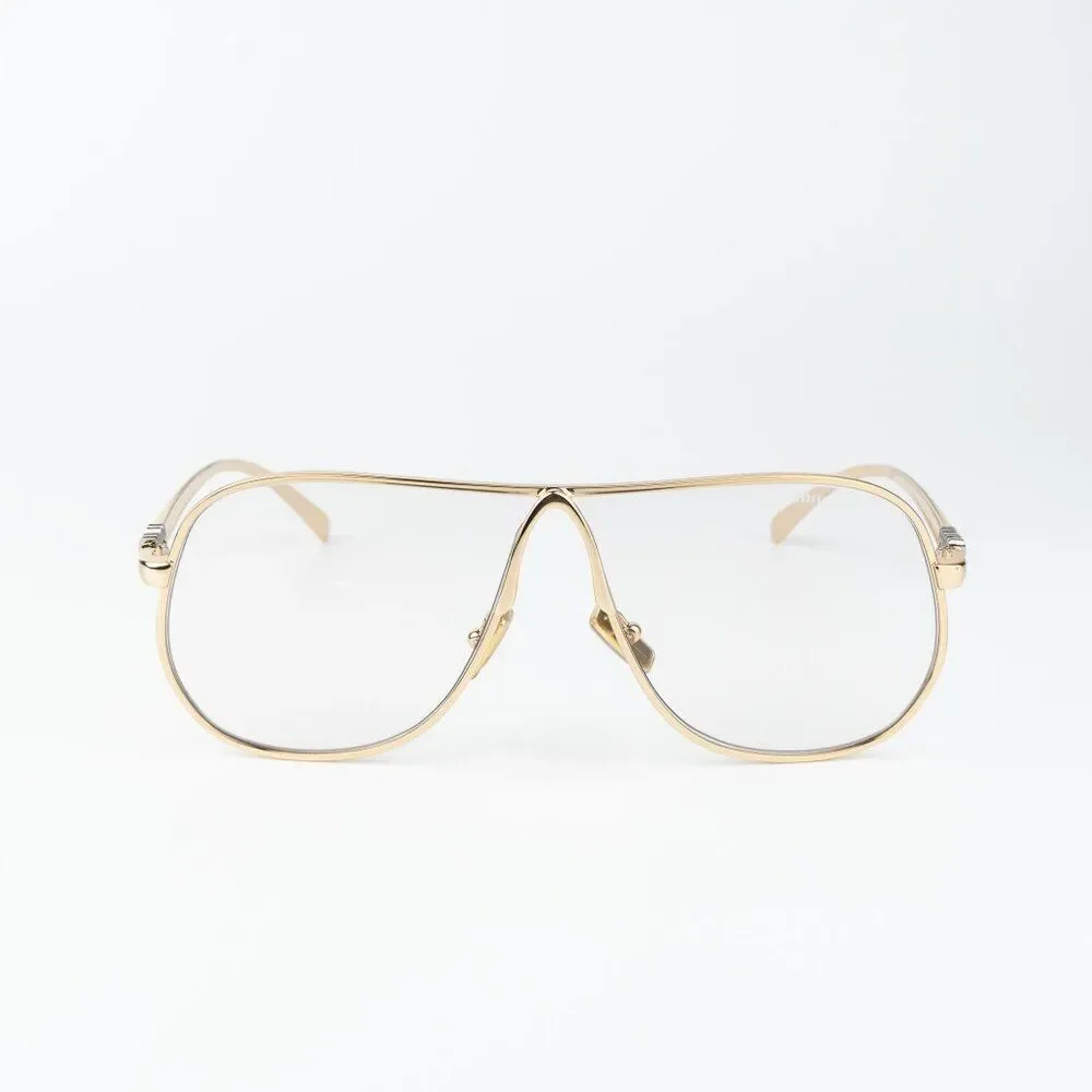 Miu Miu Women Eyeglasses Gold Blue Light Block Pilot MUA56S 5AK08N NEW AUTHENTIC